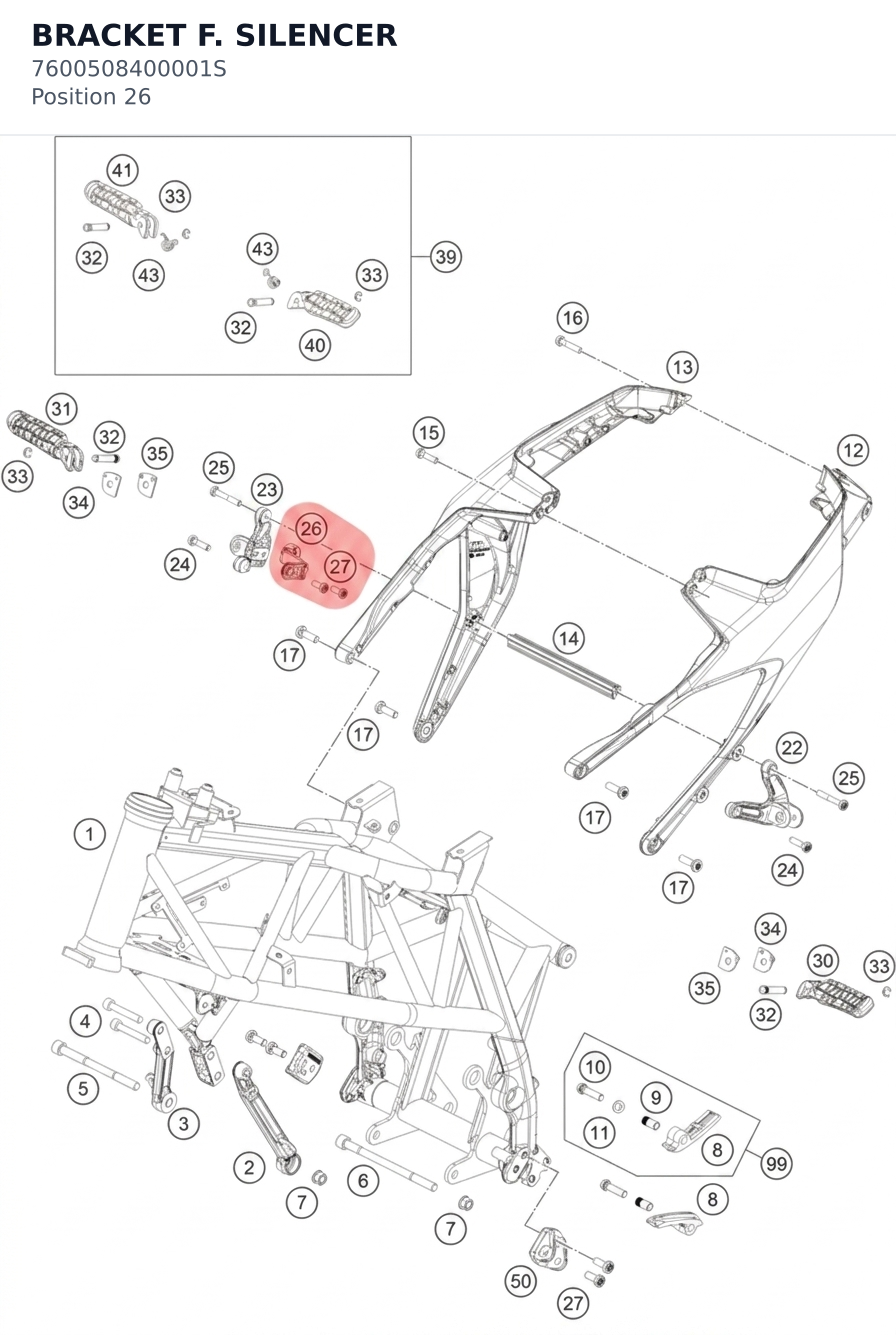 Diagram preview: BRACKET F. SILENCER (7600508400001S)