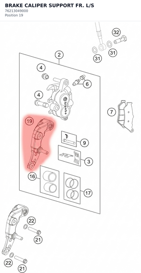 Diagram preview: BRAKE CALIPER SUPPORT FR. L/S (76213049000)