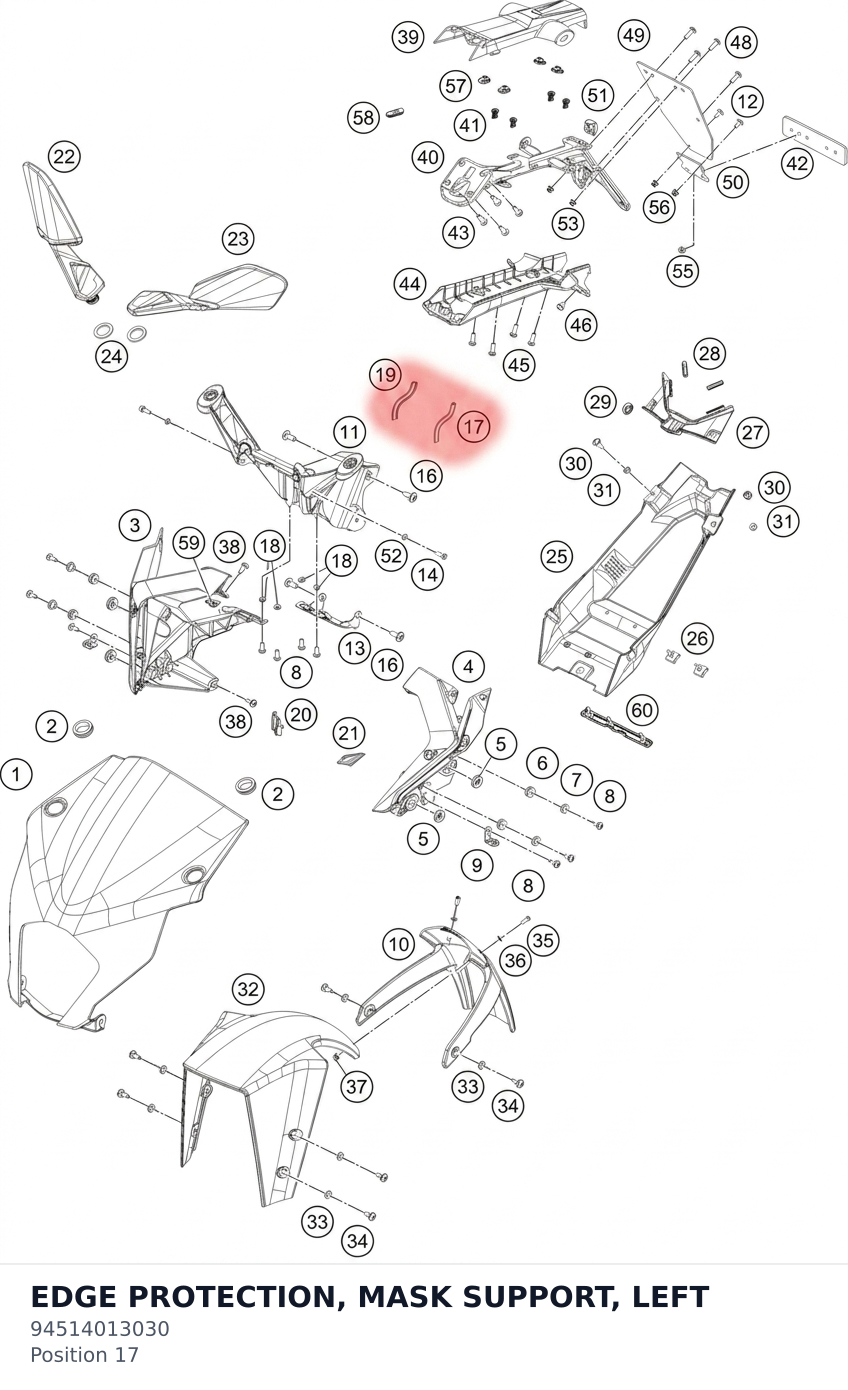 Diagram preview: EDGE PROTECTION, MASK SUPPORT, LEFT (94514013030)