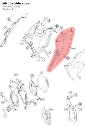 Diagram preview: Airbox side cover (7900600700068)