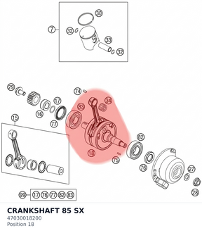 Diagram preview: CRANKSHAFT 85 SX (47030018200)
