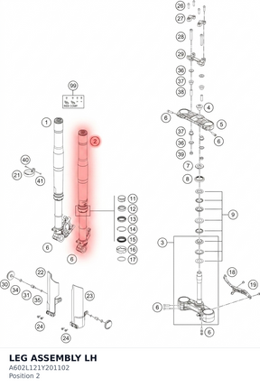 Diagram preview: LEG ASSEMBLY LH (A602L121Y201102)