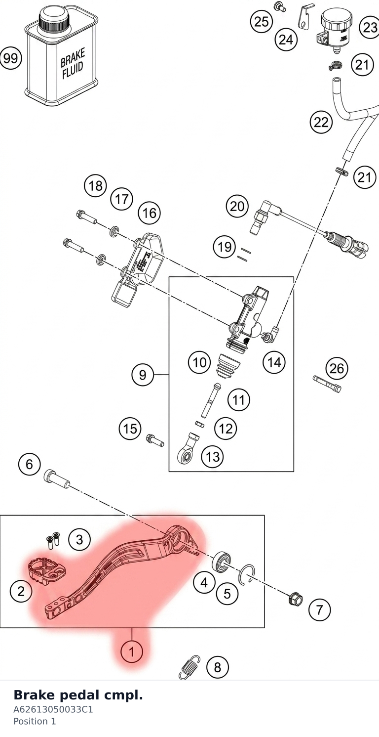 Diagram preview: Brake pedal cmpl. (A62613050033C1)