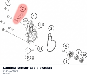 Diagram preview: Lambda sensor cable bracket (96341090010)