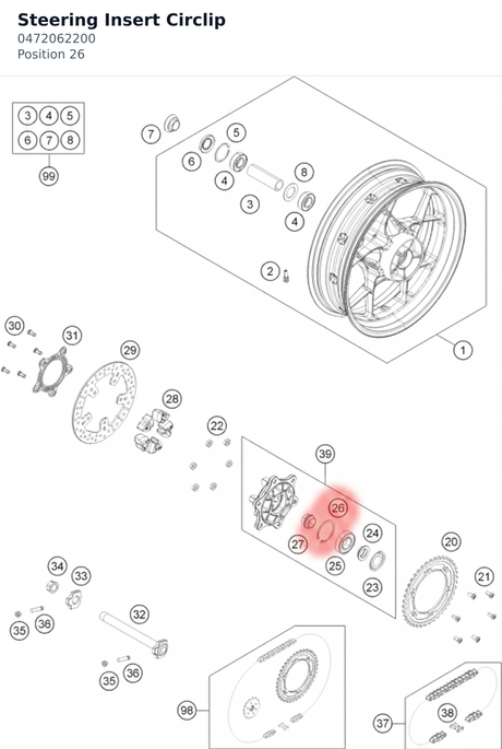 Diagram preview: Steering Insert Circlip (0472062200)