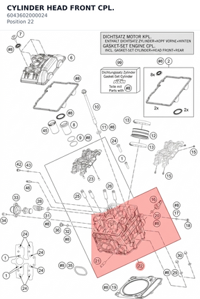 Diagram preview: CYLINDER HEAD FRONT CPL. (6043602000024)