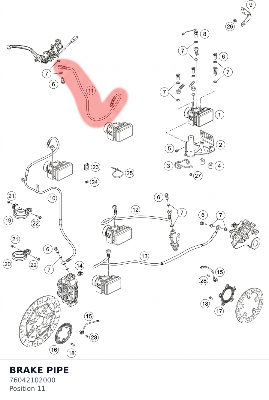 Diagram preview: BRAKE PIPE (76042102000)