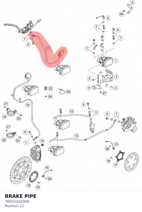 Diagram preview: BRAKE PIPE (76042102000)