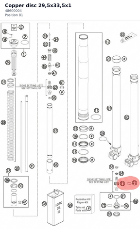 Diagram preview: Copper disc 29,5x33,5x1 (48600004)