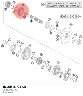 Diagram preview: IDLER 2. GEAR (76233012100)