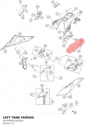 Diagram preview: LEFT TANK FAIRING (A60708062000EDA)