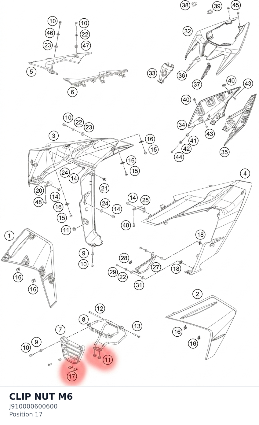 Diagram preview: CLIP NUT M6 (J910000600600)