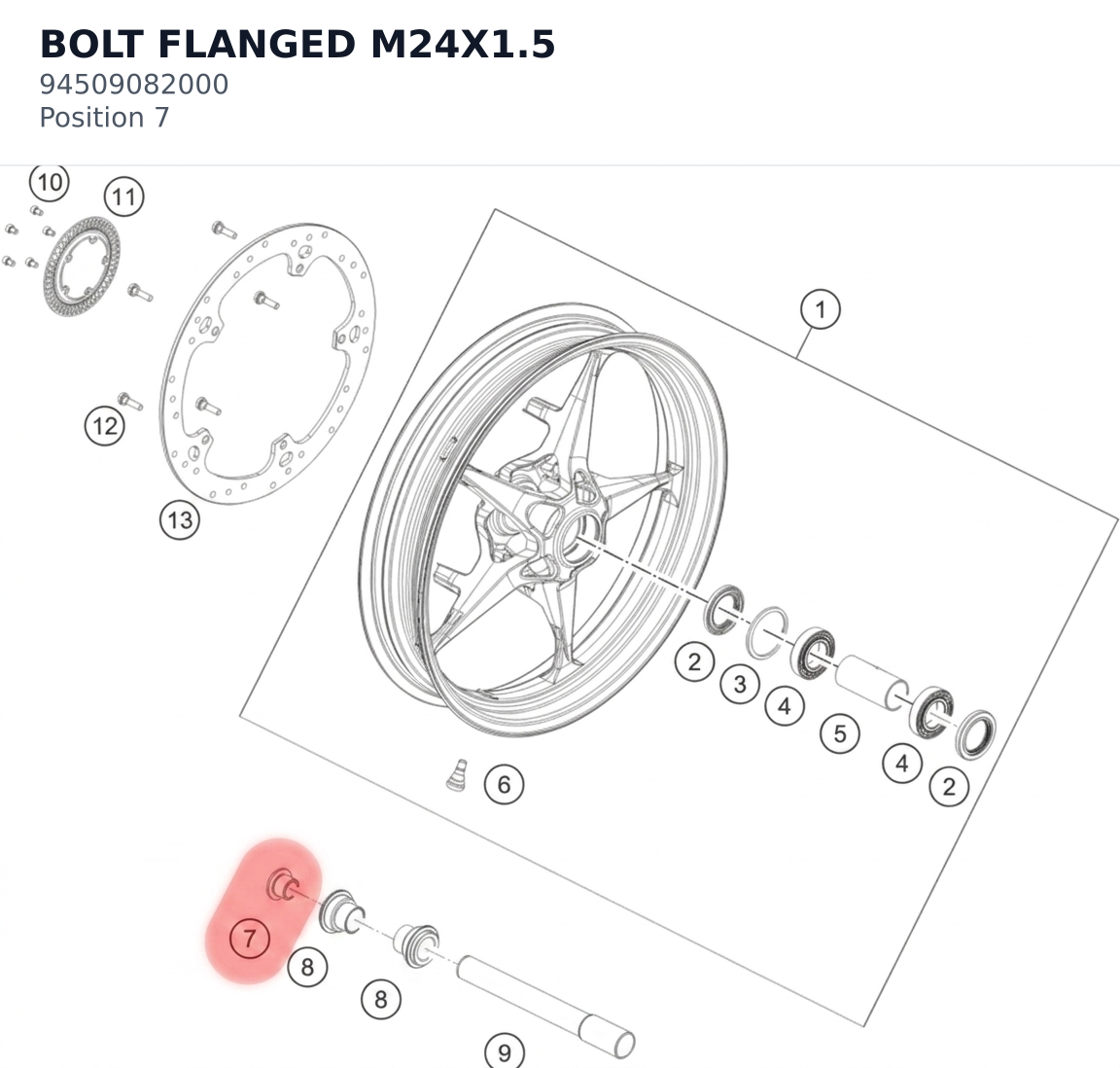 Diagram preview: BOLT FLANGED M24X1.5 (94509082000)
