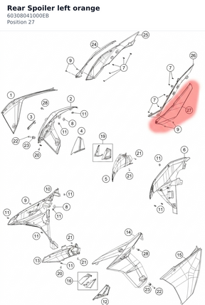 Diagram preview: Rear Spoiler left orange (60308041000EB)