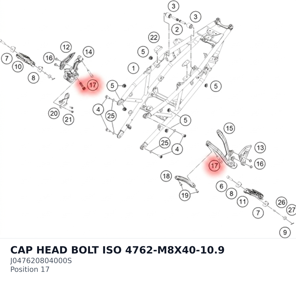 Diagram preview: CAP HEAD BOLT ISO 4762-M8X40-10.9 (J047620804000S)