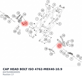Diagram preview: CAP HEAD BOLT ISO 4762-M8X40-10.9 (J047620804000S)
