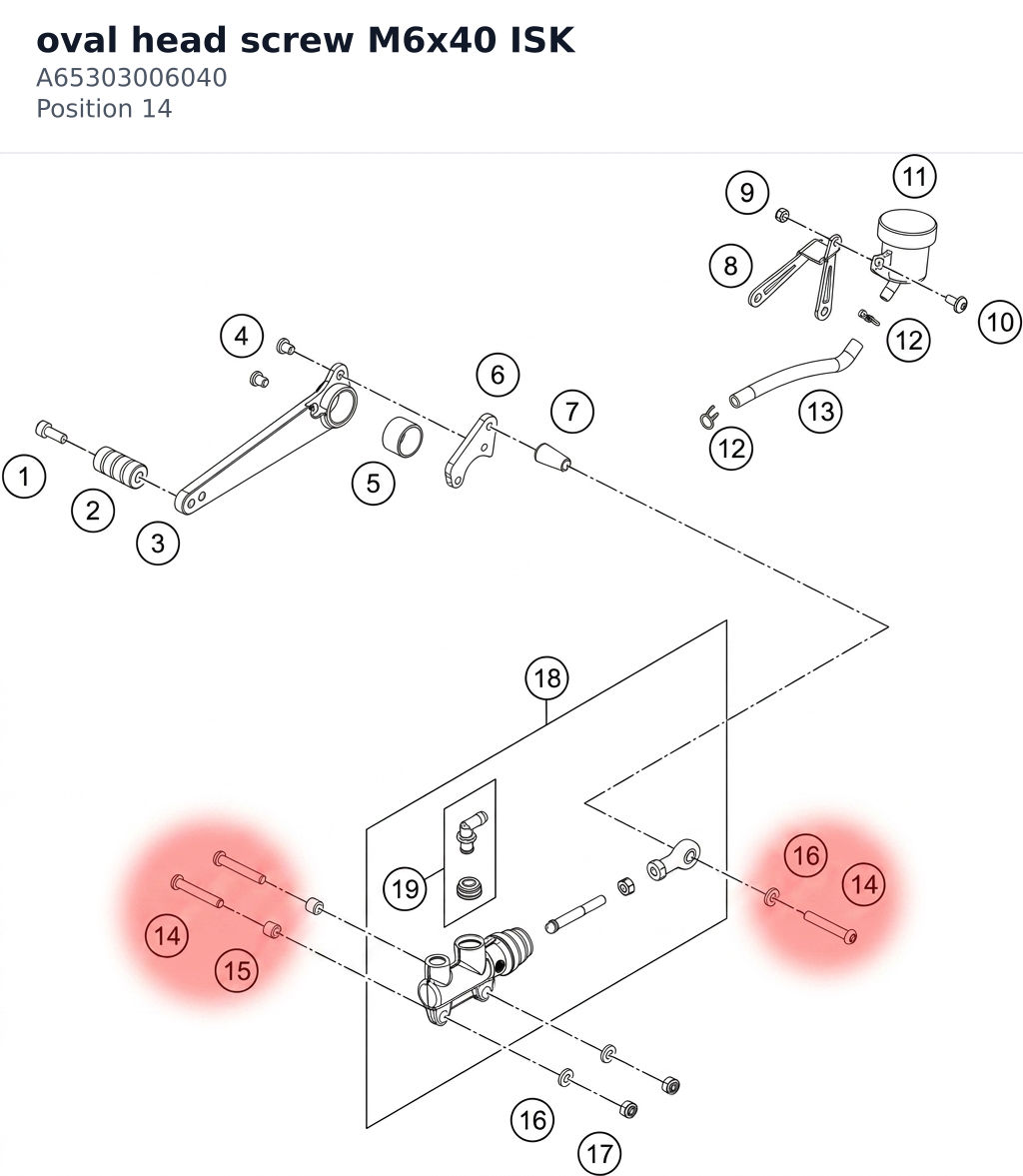 Diagram preview: oval head screw M6x40 ISK (A65303006040)