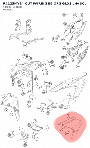 Diagram preview: RC125MY24 OUT FAIRING EB ORG GLOS LH+DCL (94508041033EBC)