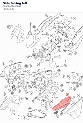 Diagram preview: Side fairing left (60308002000EBA)