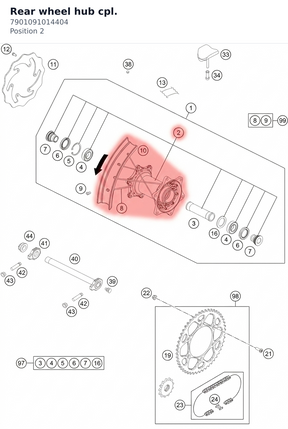 Diagram preview: Rear wheel hub cpl. (7901091014404)