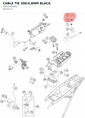 Diagram preview: CABLE TIE 300/4,8MM BLACK (44011076305)