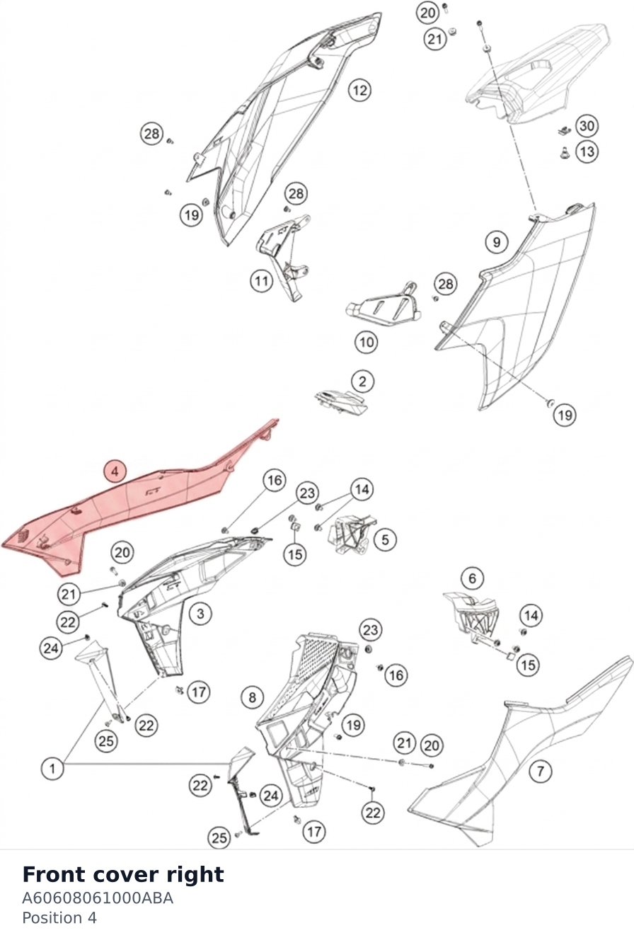 Diagram preview: Front cover right (A60608061000ABA)