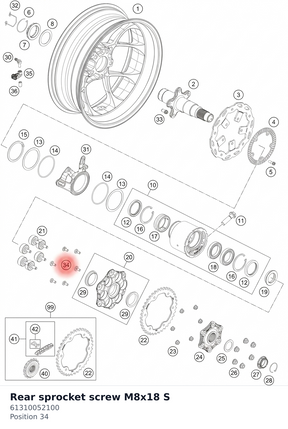 Diagram preview: Rear sprocket screw M8x18 S (61310052100)
