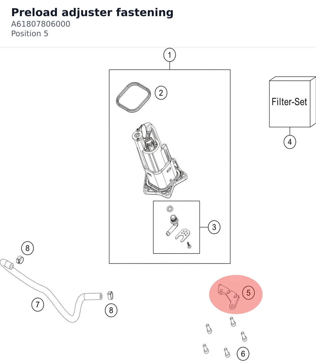 Diagram preview: Preload adjuster fastening (A61807806000)