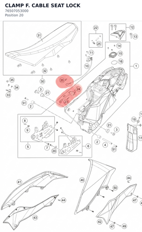 Diagram preview: CLAMP F. CABLE SEAT LOCK (76507053000)