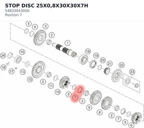 Diagram preview: STOP DISC 25X0,8X30X30X7H (54833043000)