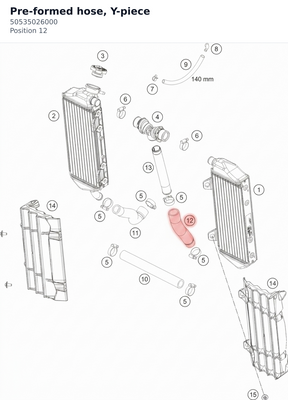 Diagram preview: Pre-formed hose, Y-piece (50535026000)