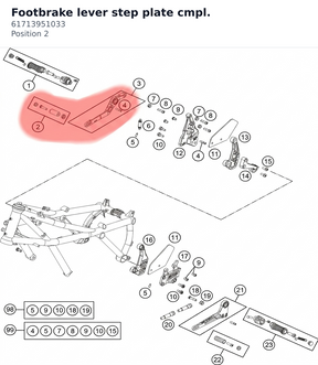 Diagram preview: Footbrake lever step plate cmpl. (61713951033)
