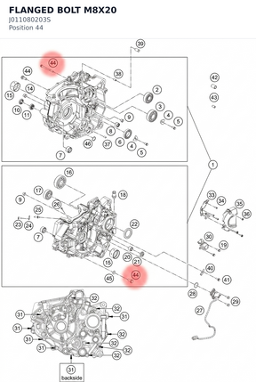 Diagram preview: FLANGED BOLT M8X20 (J011080203S)