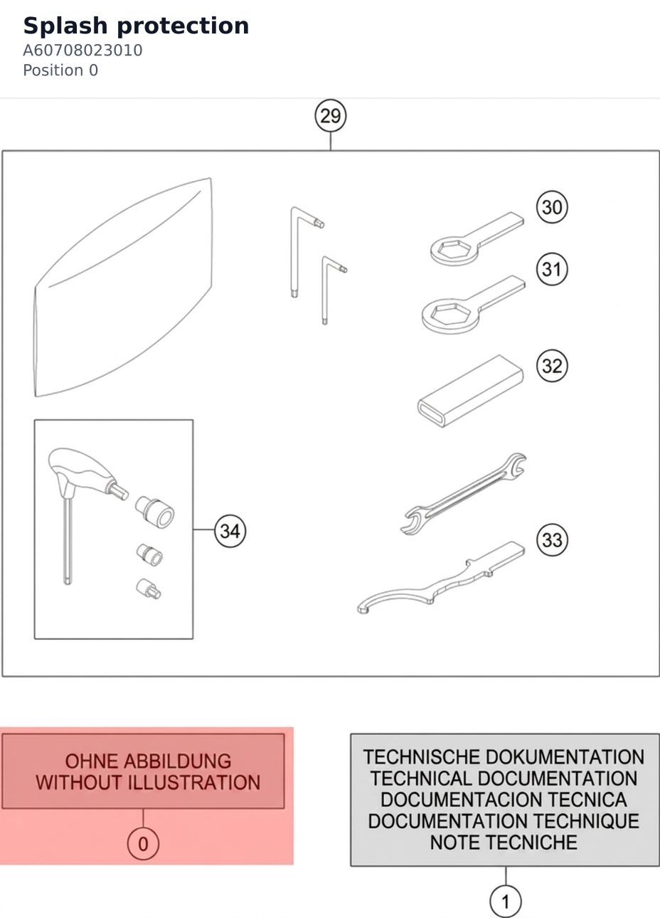 Diagram preview: Splash protection (A60708023010)
