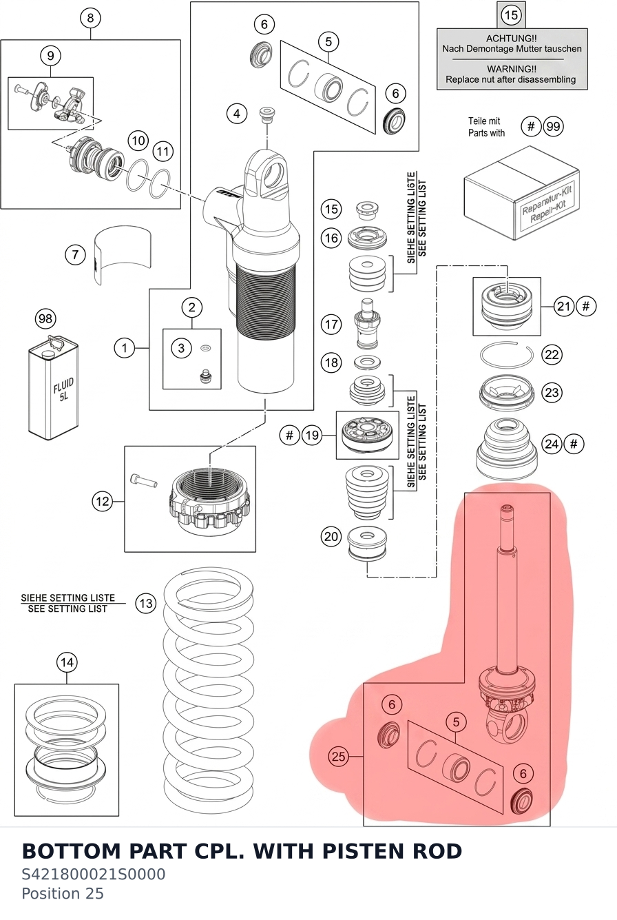 Diagram preview: BOTTOM PART CPL. WITH PISTEN ROD (S421800021S0000)