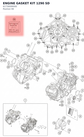 Diagram preview: ENGINE GASKET KIT 1290 SD (61730099000)