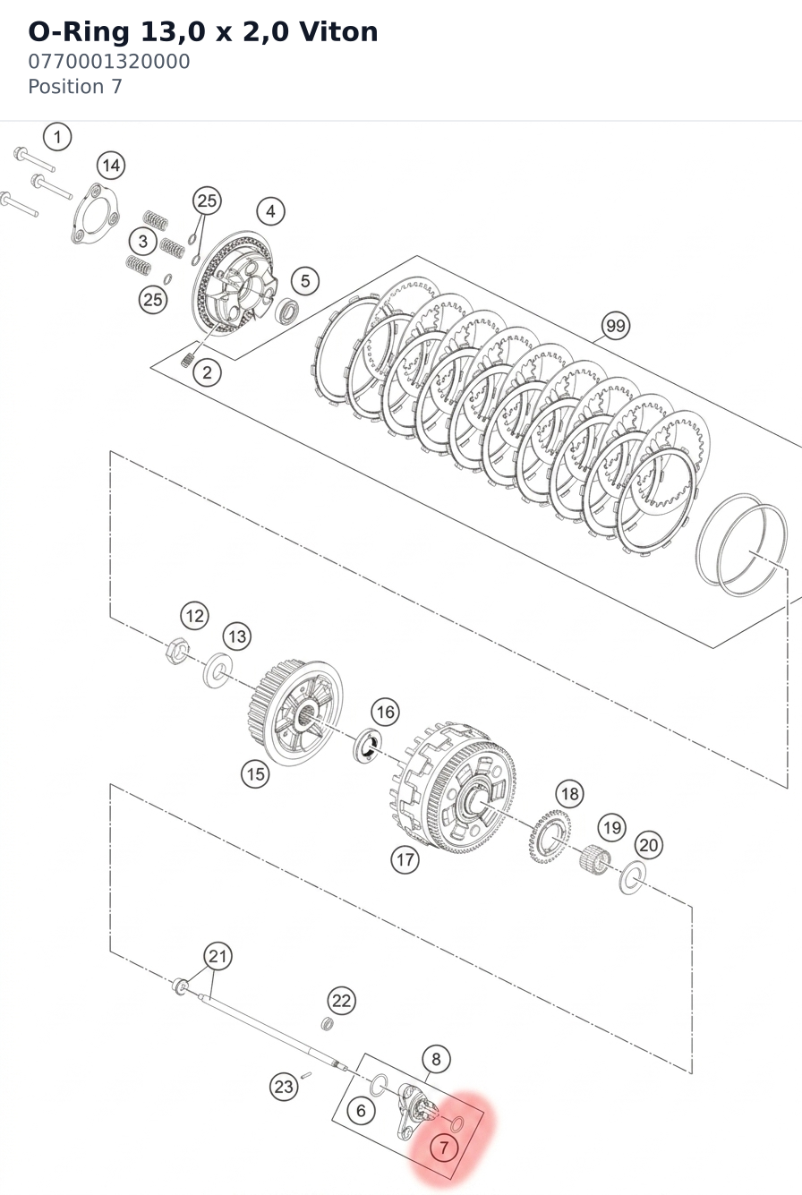 Diagram preview: O-Ring 13,0 x 2,0 Viton (0770001320000)