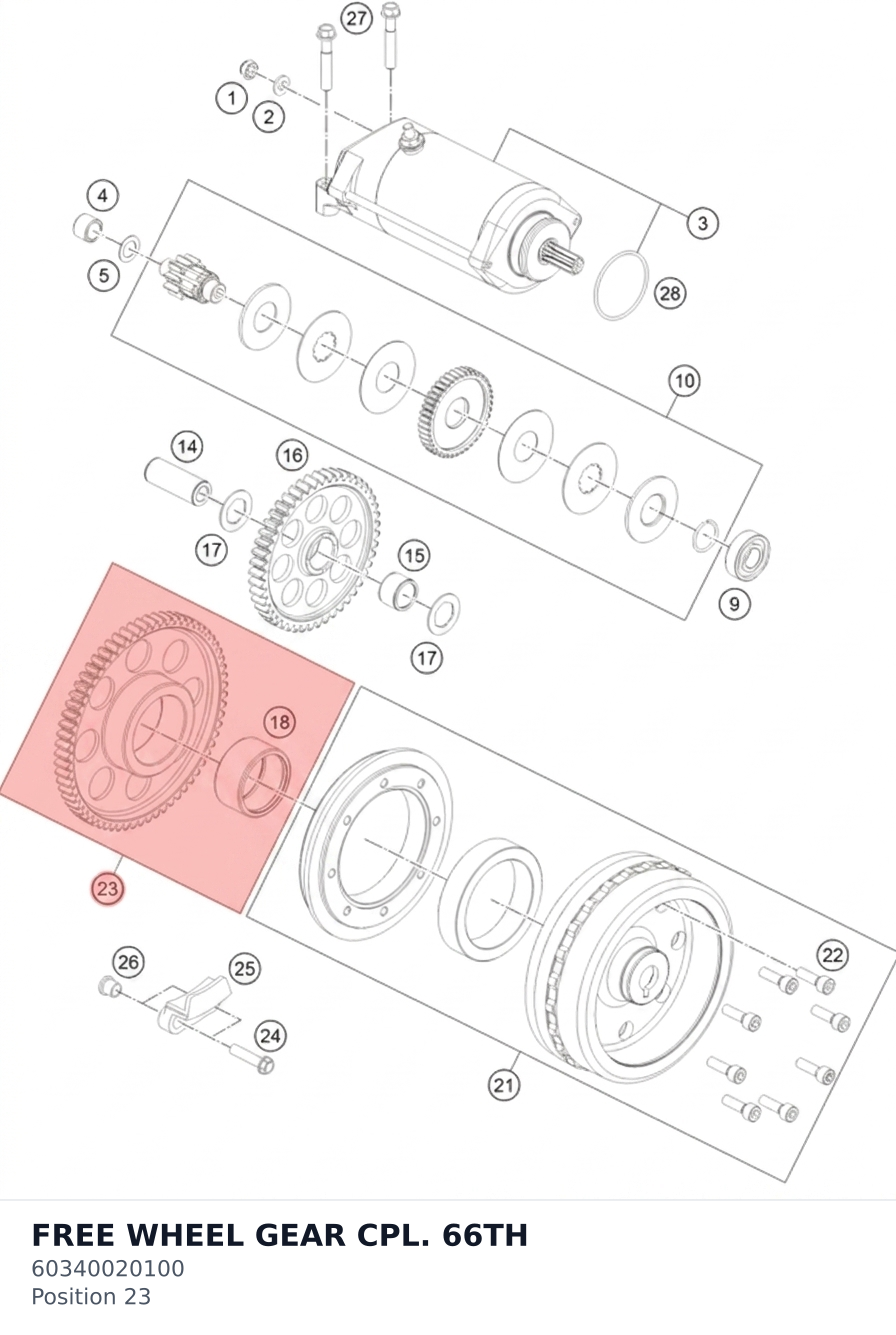 Diagram preview: FREE WHEEL GEAR CPL. 66TH (60340020100)