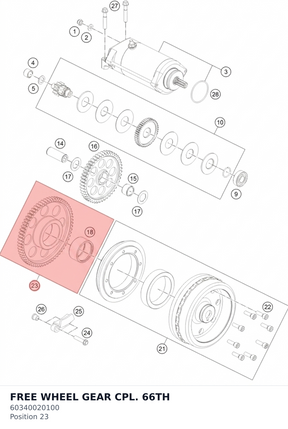 Diagram preview: FREE WHEEL GEAR CPL. 66TH (60340020100)