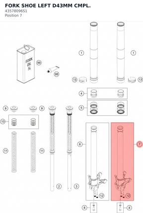 Diagram preview: FORK SHOE LEFT D43MM CMPL. (43578096S1)