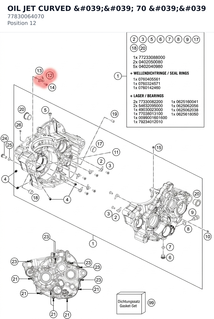 Diagram preview: OIL JET CURVED '' 70 '' (77830064070)