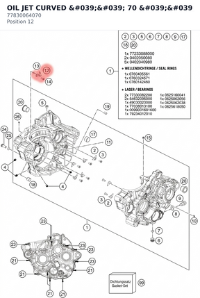 Diagram preview: OIL JET CURVED '' 70 '' (77830064070)
