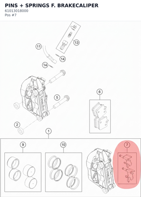 Diagram preview: PINS + SPRINGS F. BRAKECALIPER (61013018000)