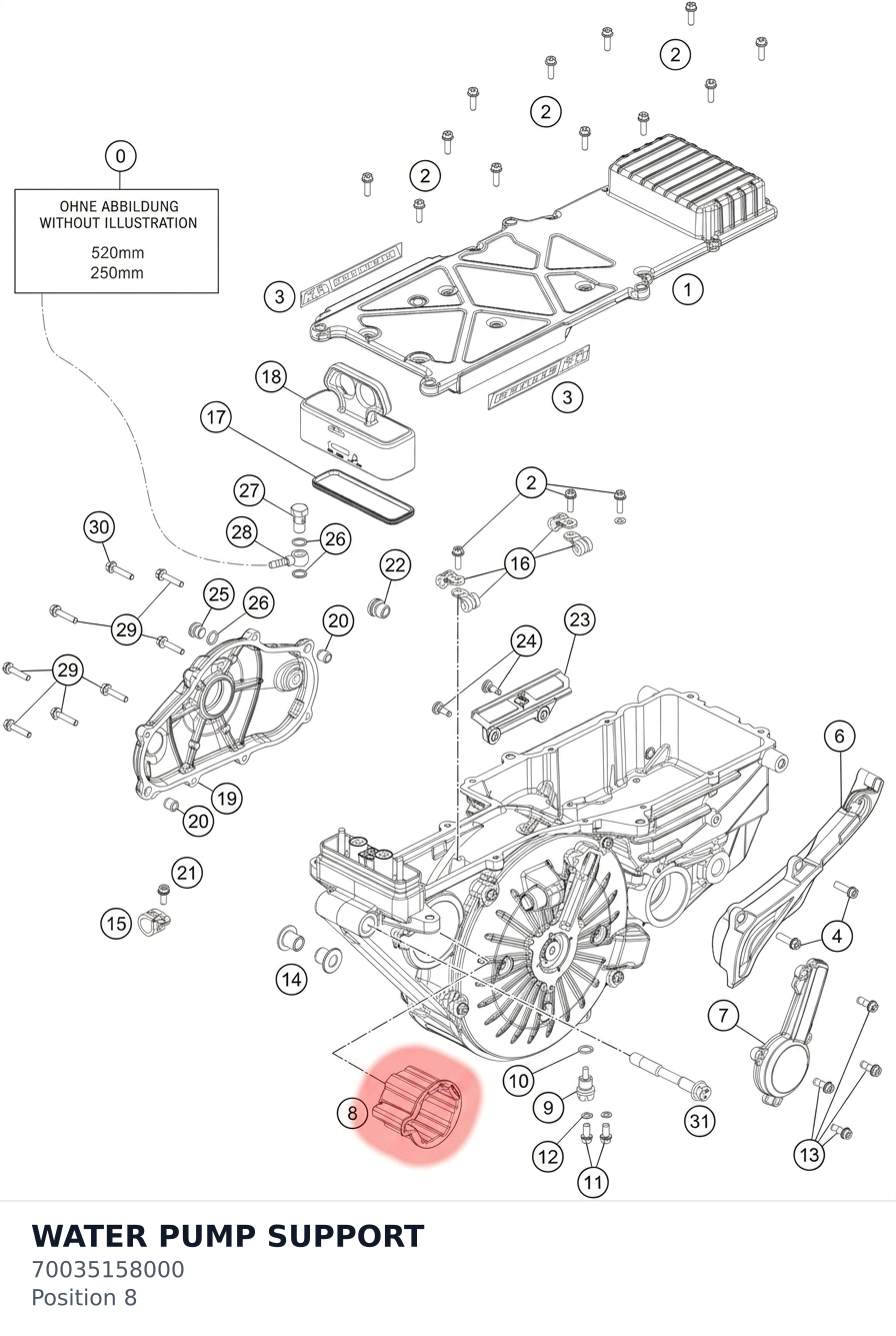 Diagram preview: WATER PUMP SUPPORT (70035158000)