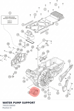 Diagram preview: WATER PUMP SUPPORT (70035158000)
