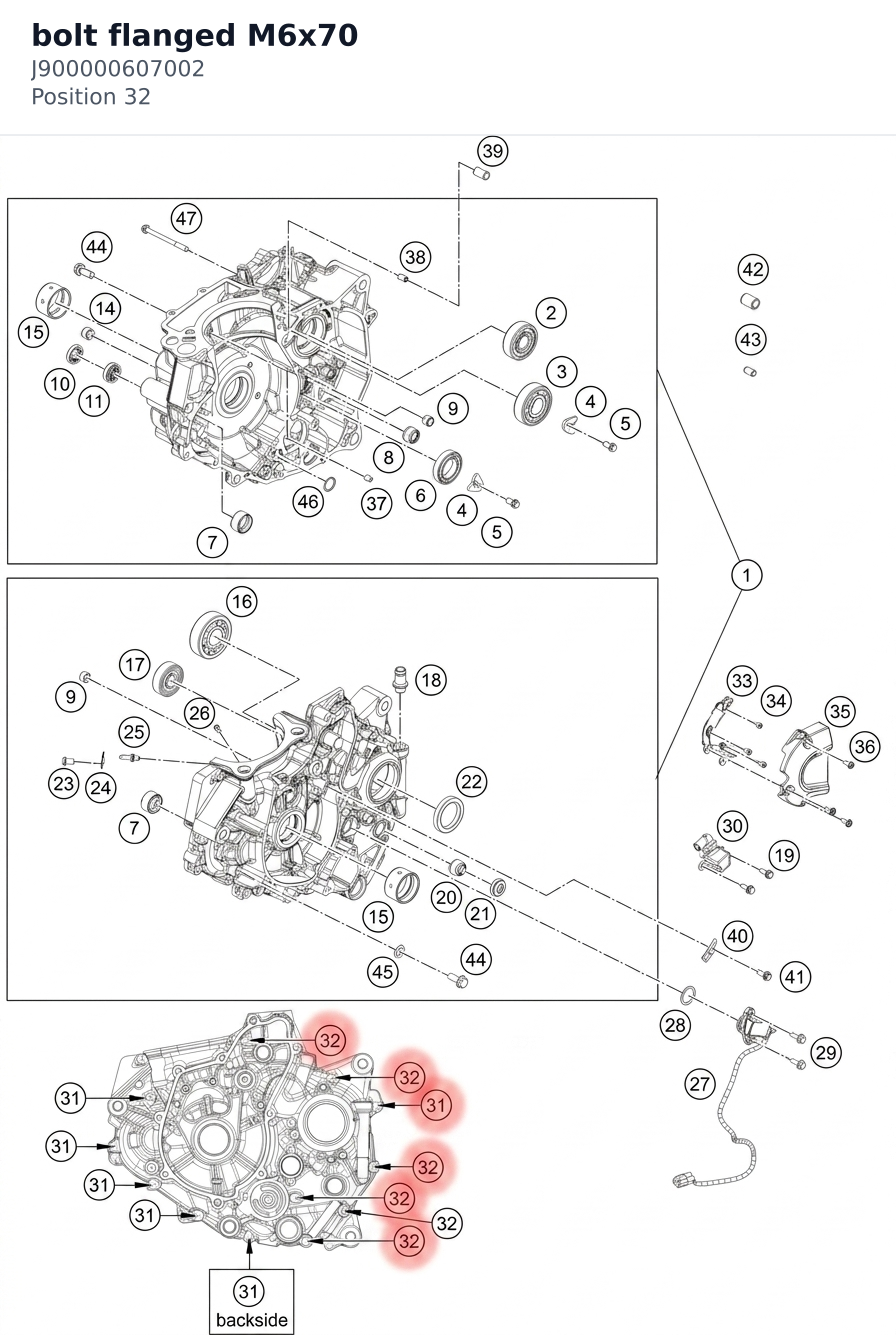 Diagram preview: bolt flanged M6x70 (J900000607002)
