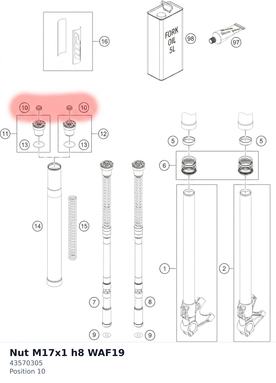 Diagram preview: Nut M17x1 h8 WAF19 (43570305)