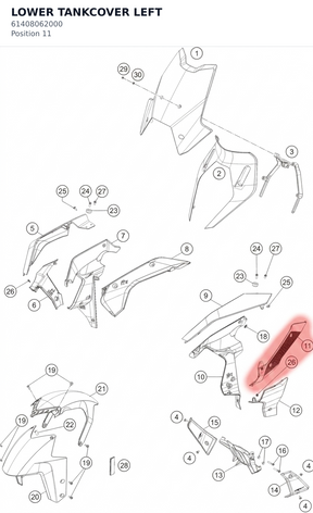 Diagram preview: LOWER TANKCOVER LEFT (61408062000)