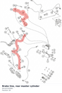 Diagram preview: Brake line, rear master cylinder (64142102000)