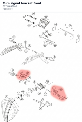 Diagram preview: Turn signal bracket front (61714035000)